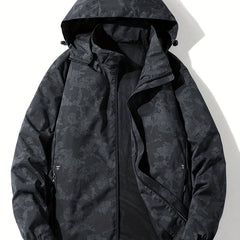Detachable Hood Waterproof Camo Pattern Men's Jacket