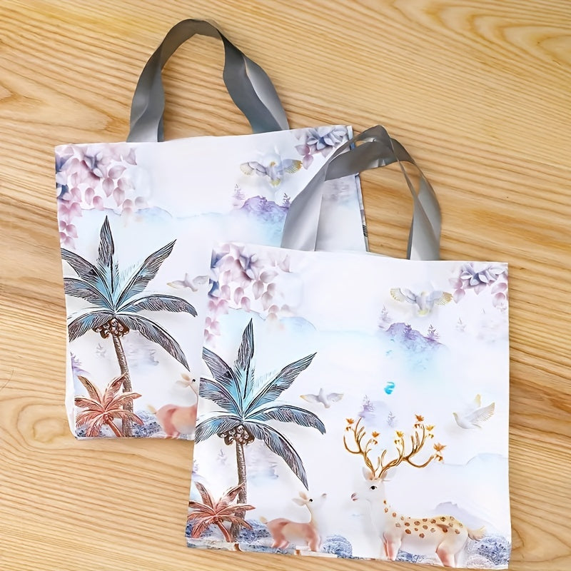 5pcs Coconut Pattern Plastic Tote Bag Shopping Bags