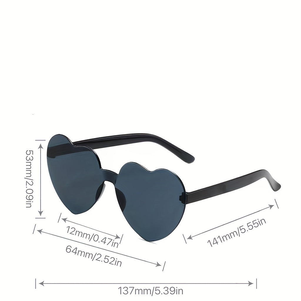 Clear Pink Heart Shape Sunglasses with Strap
