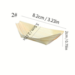 50pcs Compostable Biodegradable Wood Boat Plates for Parties