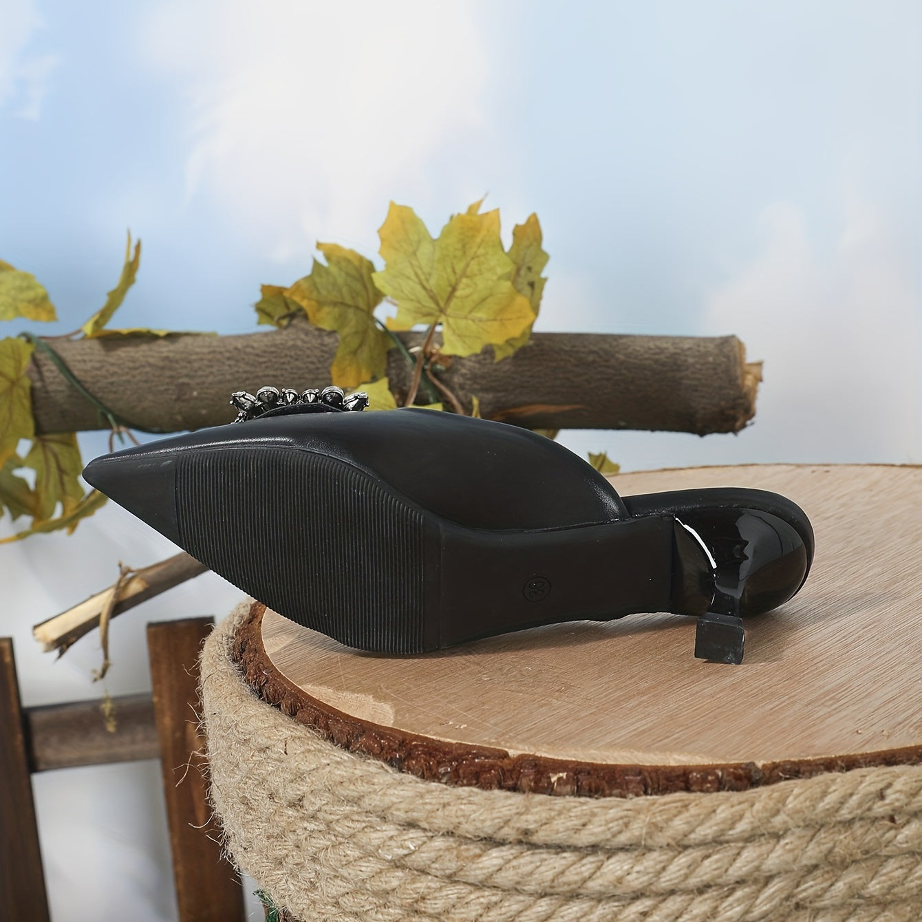 Women's Rhinestone Slingback Kitten Heels Pointed Toe Low Heels