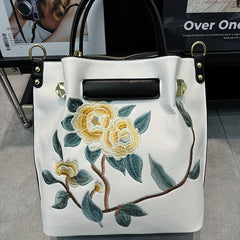Embroidered PU Tote Chinese Style Commute & Travel Bag