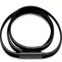 Men's 3mm Wax Leather Cord Necklace with Stainless Steel Buckle