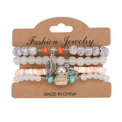 Colorful Beaded Bracelet Set Boho Style Hand Jewelry for Women