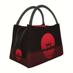 Japanese Sunset Scenery Insulated Lunch Bag with Zipper