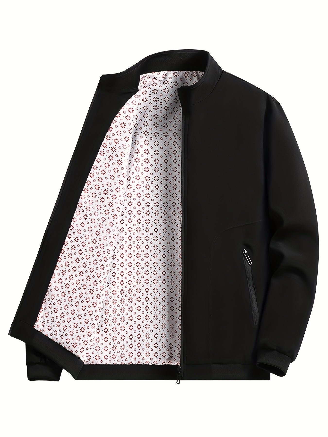 Men's Casual Zipper Pockets Stand Collar Jacket Coat