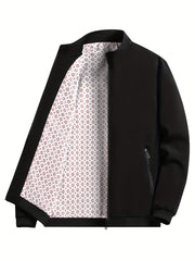 Men's Casual Zipper Pockets Stand Collar Jacket Coat