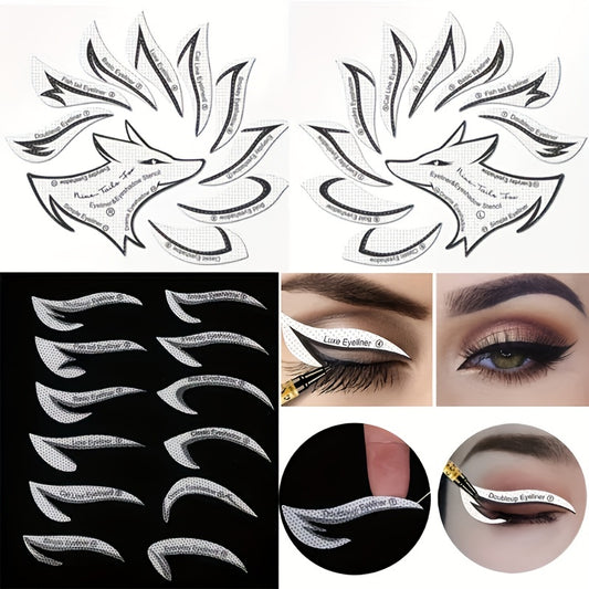 24pcs Eyeliner And Eyebrow Stencils Set Easy Grooming & Styling