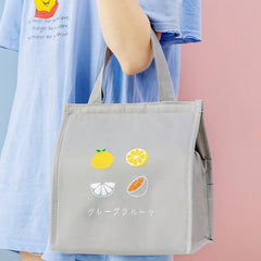 Insulated Lunch Bag Polyester Thermal Tote with Hand Wash - Fruit Print