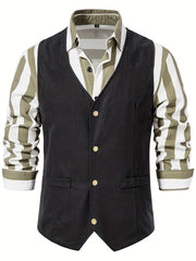 Men's Casual Slim Fit Western Vest Jacket V Neck Sleeveless Waistcoat