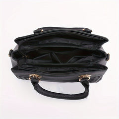 Grid Pattern Tote Handbag in PU Leather