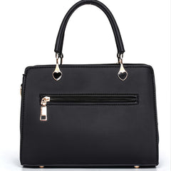 Metal Letter Decor Satchel Bag Top Handle Purse Shoulder Office Bag