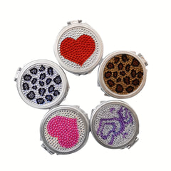Leopard Pattern Makeup Mirror Double Sided Compact Cosmetic Mirror