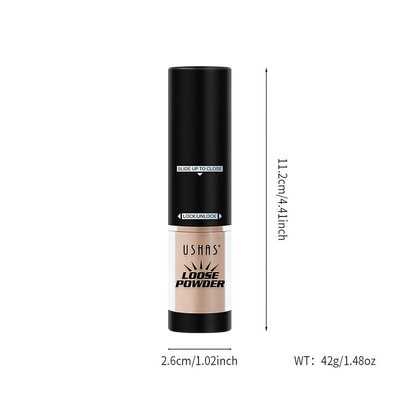 2-in-1 Rotating Loose Powder Brush Long-Lasting Makeup Matte Medium Skin Tone