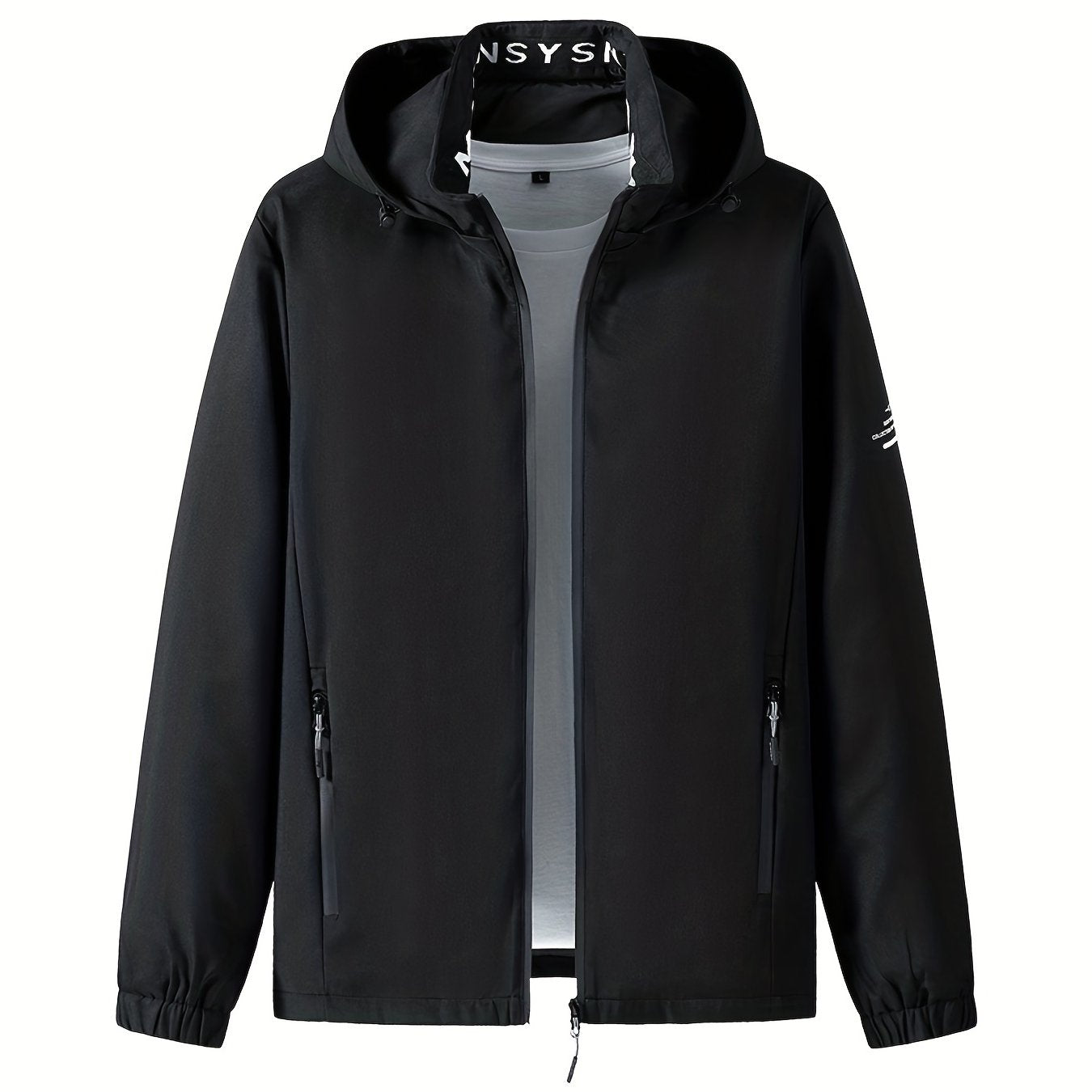 Windbreaker Jacket w/ Detachable Hood Men's Casual Zipper Coat