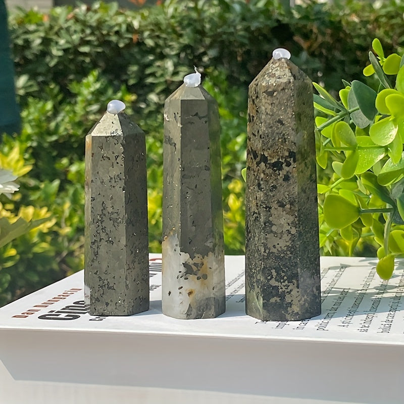 Natural Crystal Pyrite Healing Point Wand Home Decoration