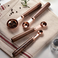 8pcs Stainless Steel Measuring Cup & Spoon Set with Wooden Handle