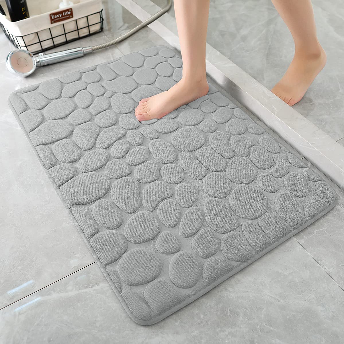 Stone Patterned Soft Toilet Mat Bath Rug Door Mat Bathroom Decor