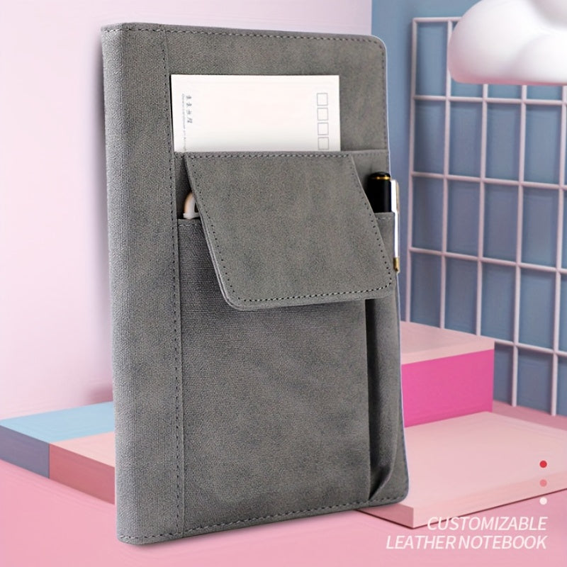 A5 Office Notebook Multifunctional Pocket Insert Cloth Pattern PU Leather