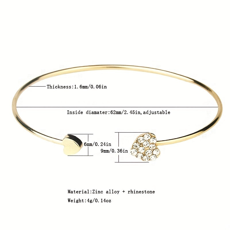 Love Heart Bangle Bracelet Hand Jewelry For Women