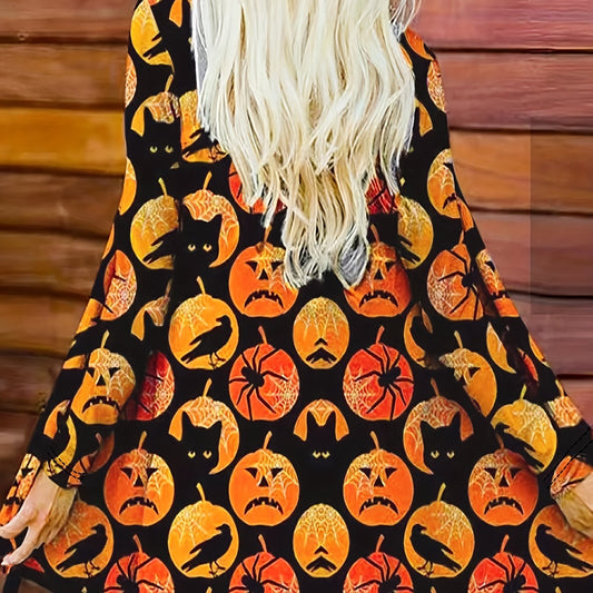 Halloween Graphic Print Open Front Cardigan