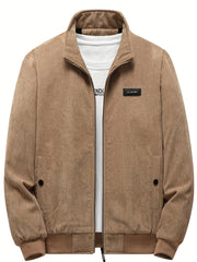 Men's Corduroy Cotton Jacket with Zip Up Collar