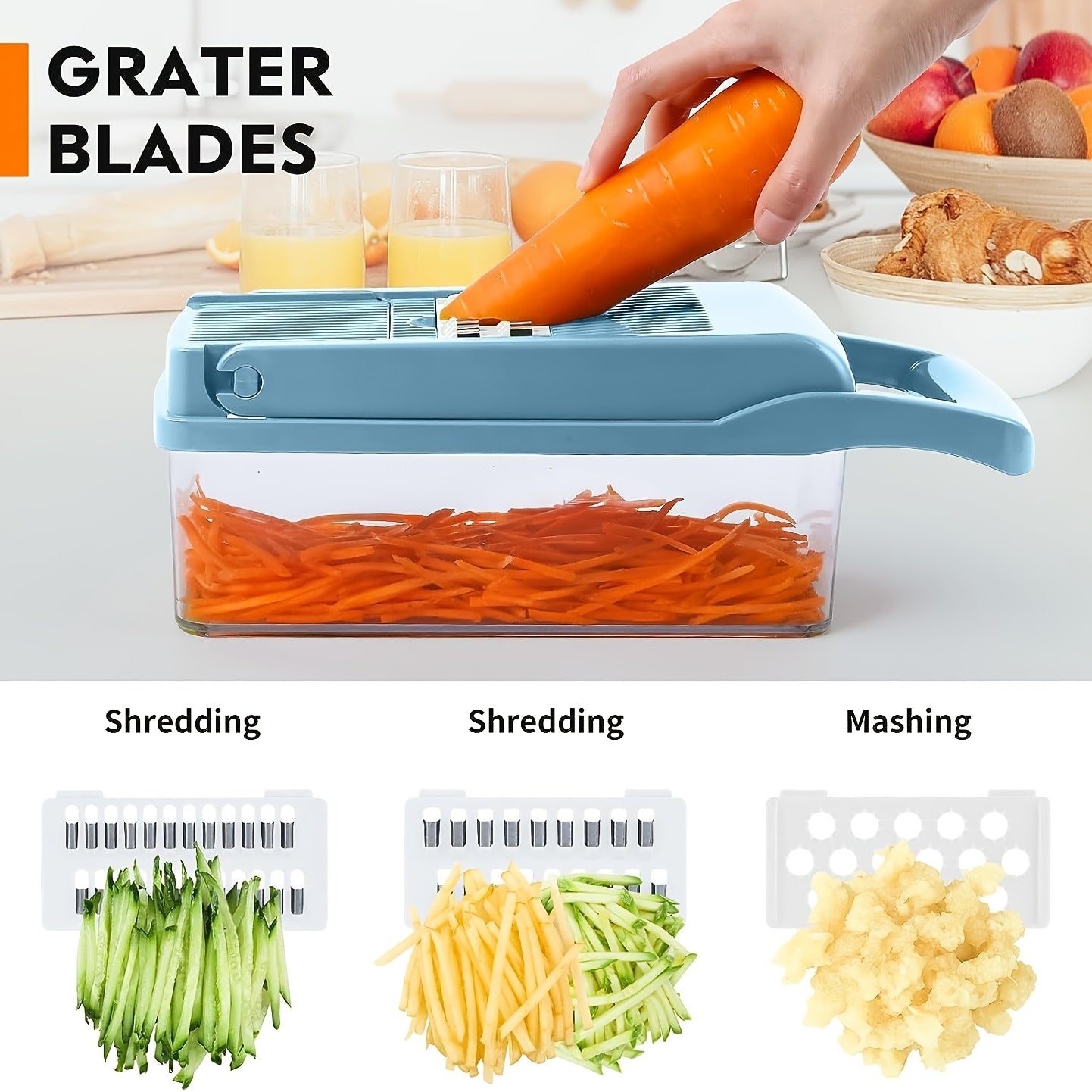 14pcs Vegetable Chopper Multifunctional Slicer Cutter With Container