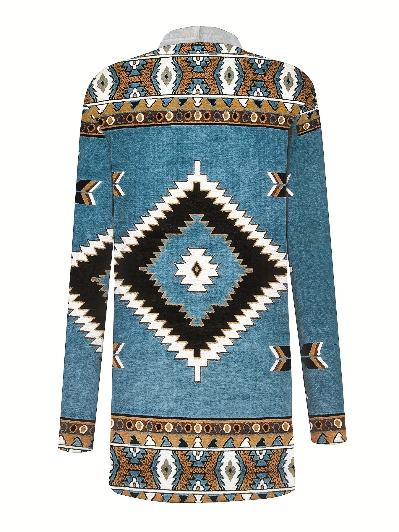 Boho Cardigan Geometric Print Long Sleeve Open Front Cardigan