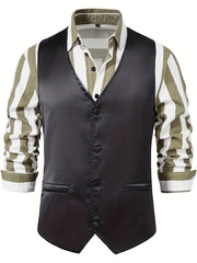 Men's Casual Slim Fit Western Vest Jacket V Neck Sleeveless Waistcoat