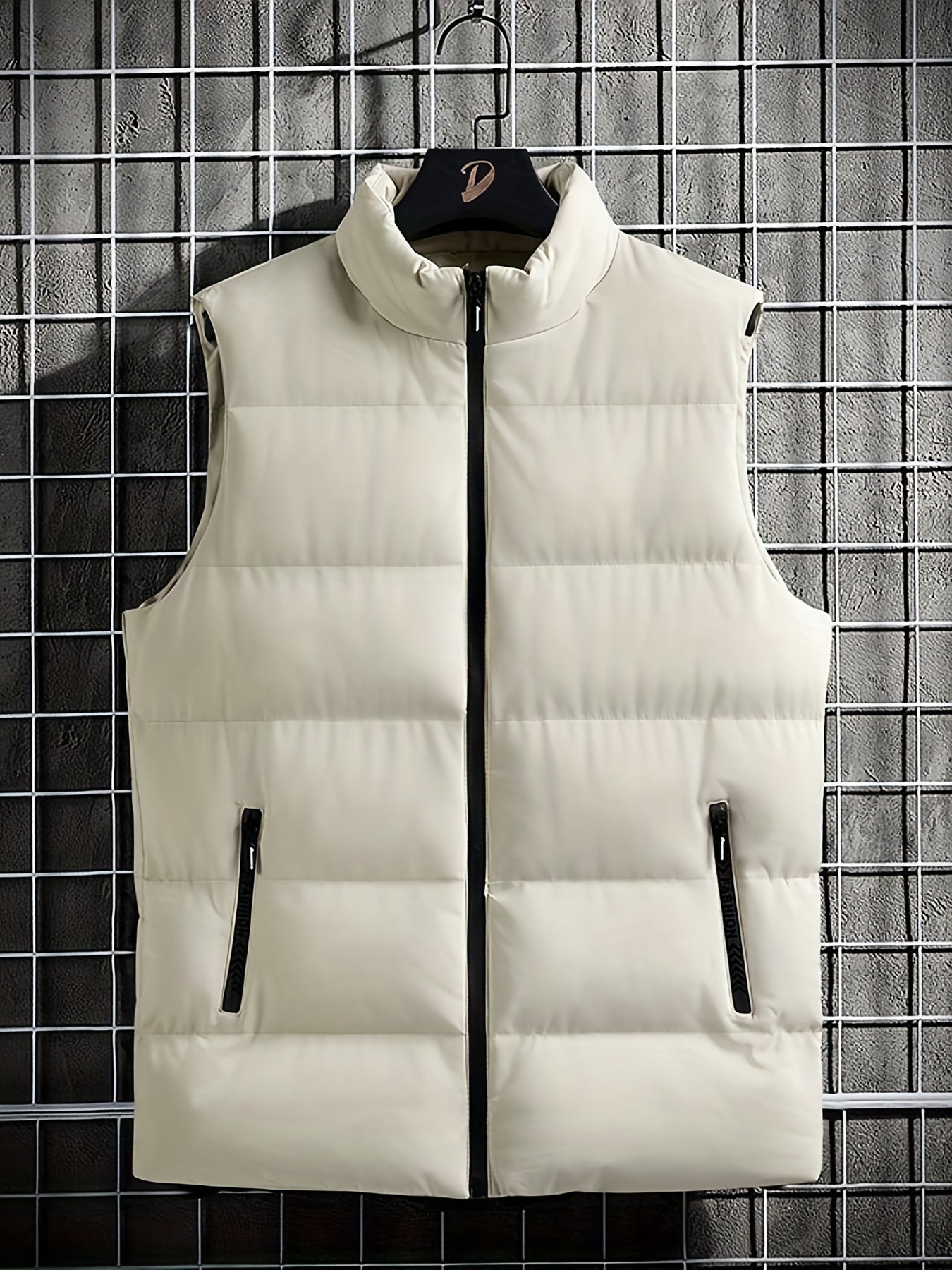 Men's Down Vest Puffer Jacket Zip Pockets Winter Sports
