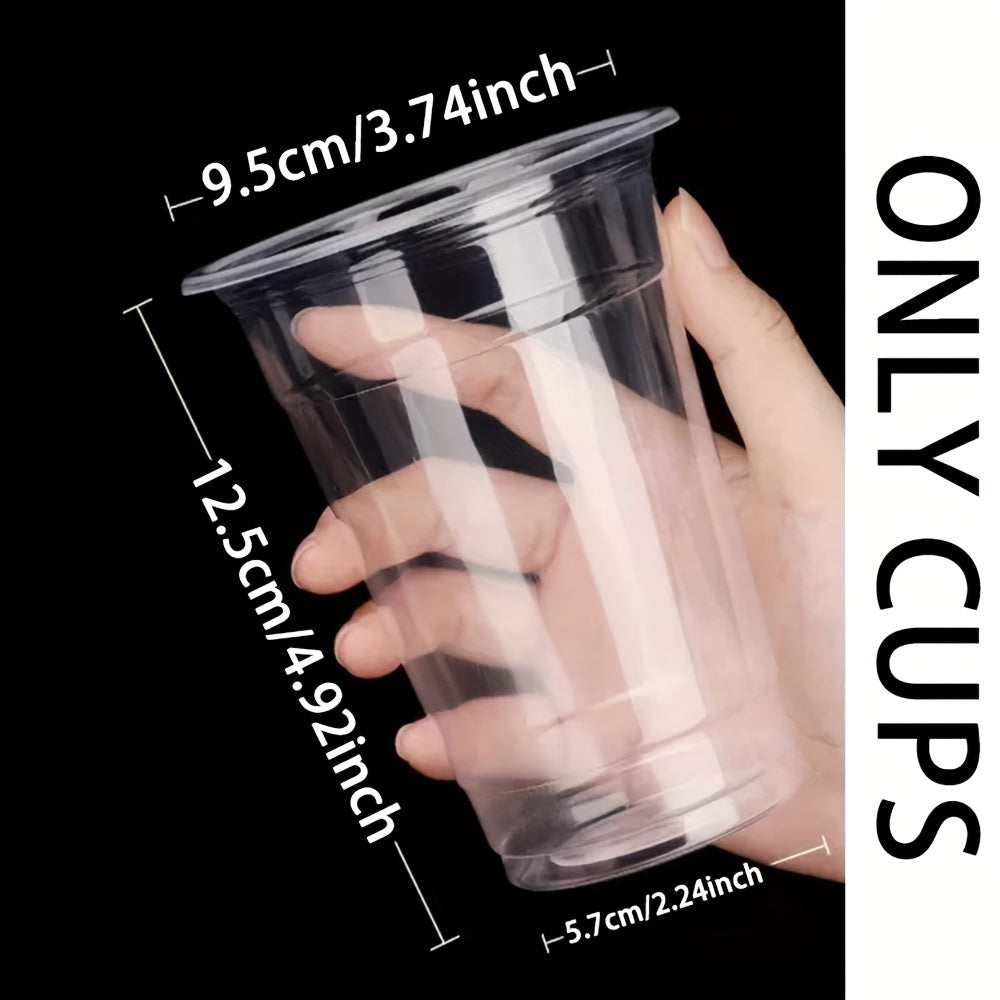 50PCS 16-20OZ Clear Plastic Cups with Flat Lids for Party Ice