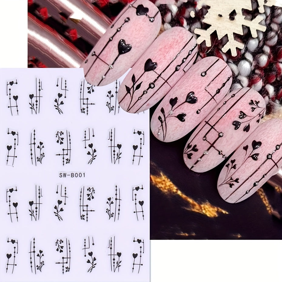 Valentine Nail Art Stickers With Heart Self Adhesive Nail Decals