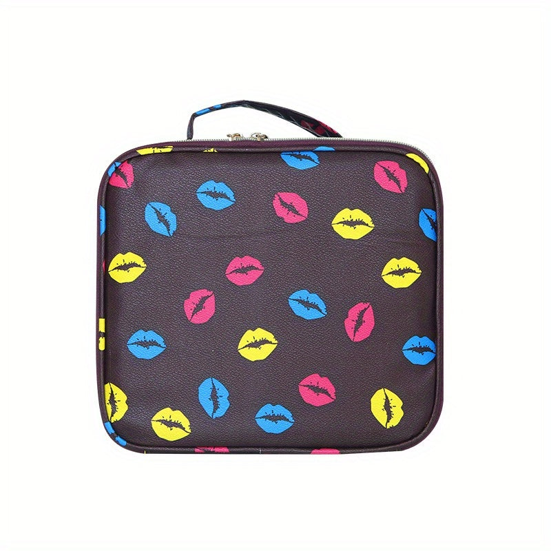 Travel Makeup Train Case Organizer Portable Storage Bag With Adjustable Dividers