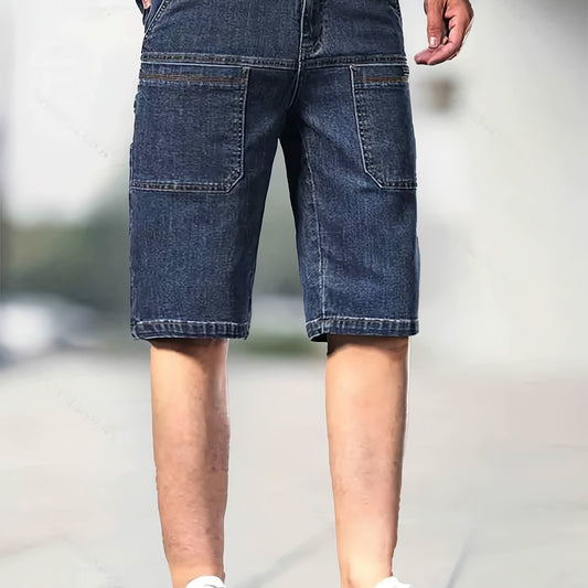 Stretch Distressed Denim Shorts Men's Casual Street Style