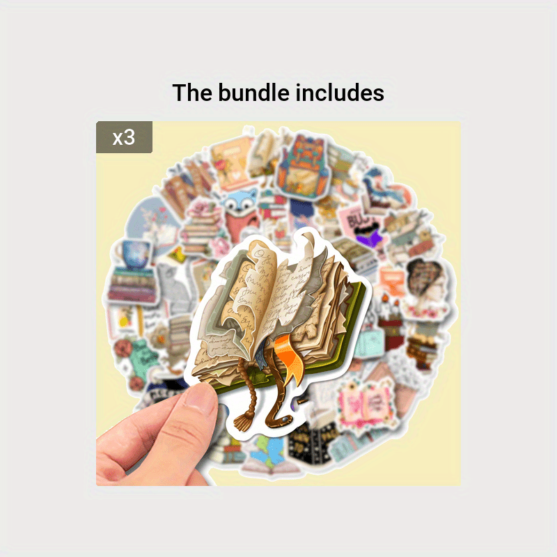 50pcs Unique Book Reading Stickers for Laptops Cars Water Bottles