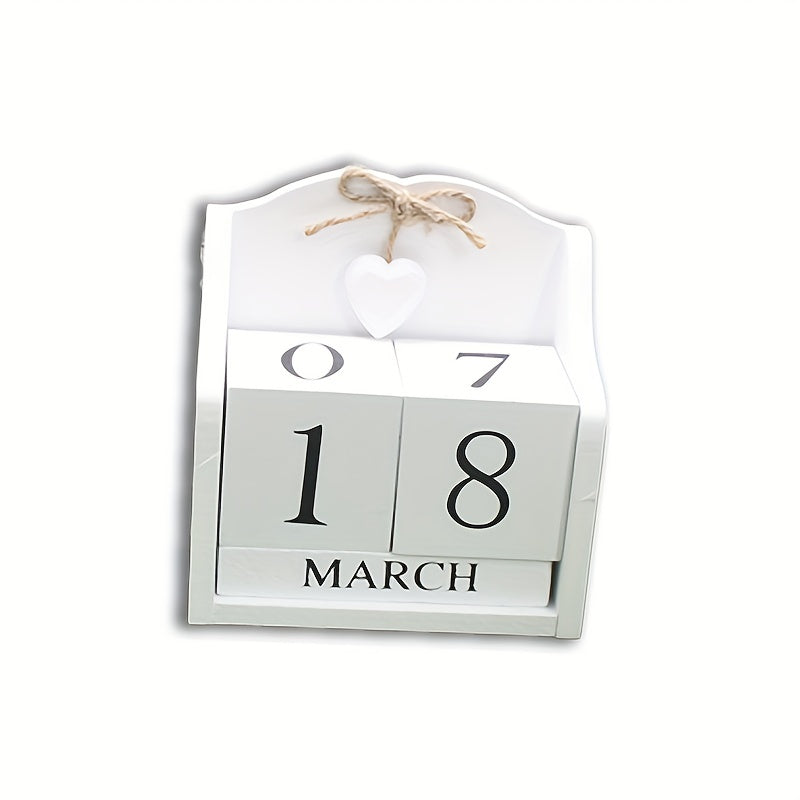 Modern Minimalist Peach Heart Wooden Calendar Decoration for Home and Office
