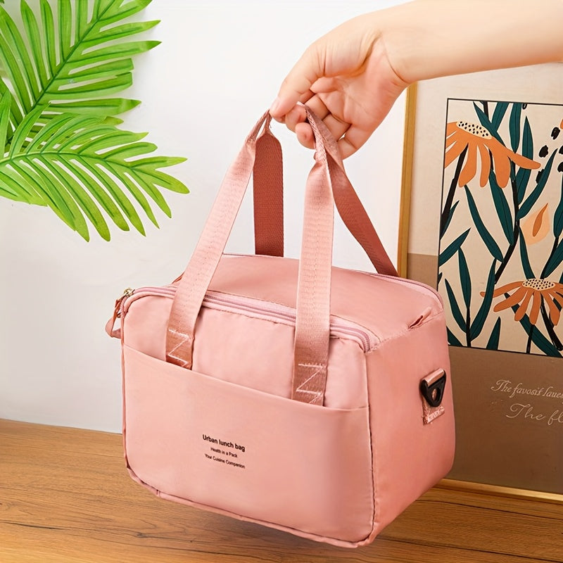 Pink Insulated Lunch Bag Reusable Leak Proof Bento Box with Adjustable Strap