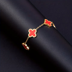 Lucky Clover Flower Pendant Necklace Gold Stainless Steel Adjustable Chain