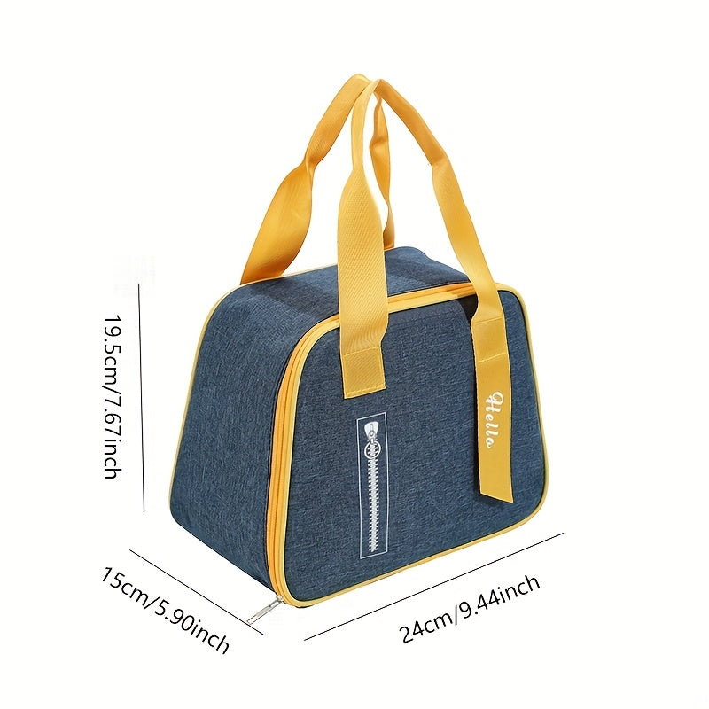 Japanese Style Insulated Lunch Bag Bento Tote Aluminum Foil Yellow Zipper