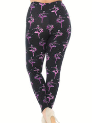 Ballet Girl Print High Rise Leggings