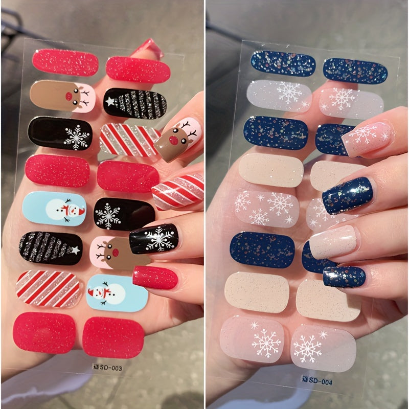 Christmas Nail Art Stickers Santa Reindeer Snowflakes Tree Designs Self Adhesi