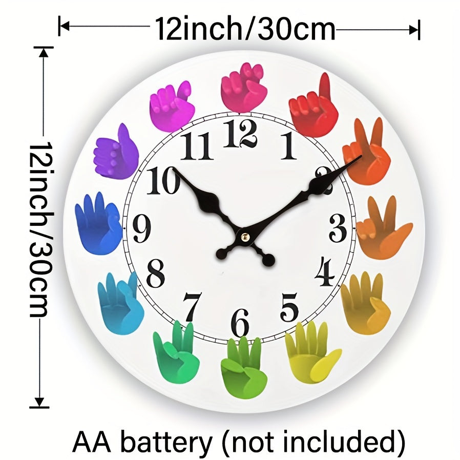 Sign Language Wall Clock Rainbow Silent Gift Farmhouse Wall Decor