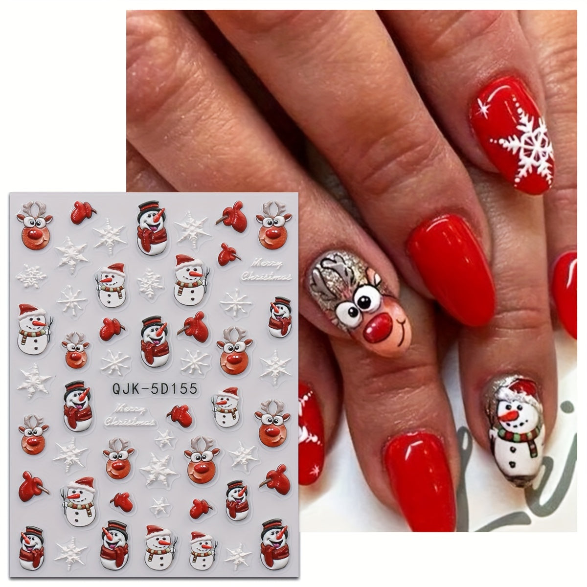 3pcs Christmas Cartoon Nail Stickers Santa Claus Snowflake Decoration Tools