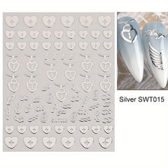 Bronzing Nail Stickers Angel Wings Star Moon Necklace Nail Decals