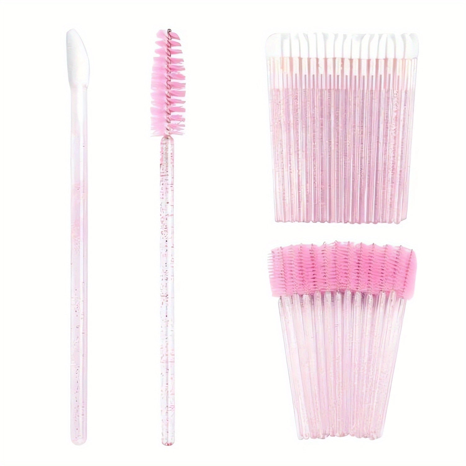 100pcs Mascara & Lipstick Applicator Wands Crystal Lip Gloss Brush Lash Spoolies