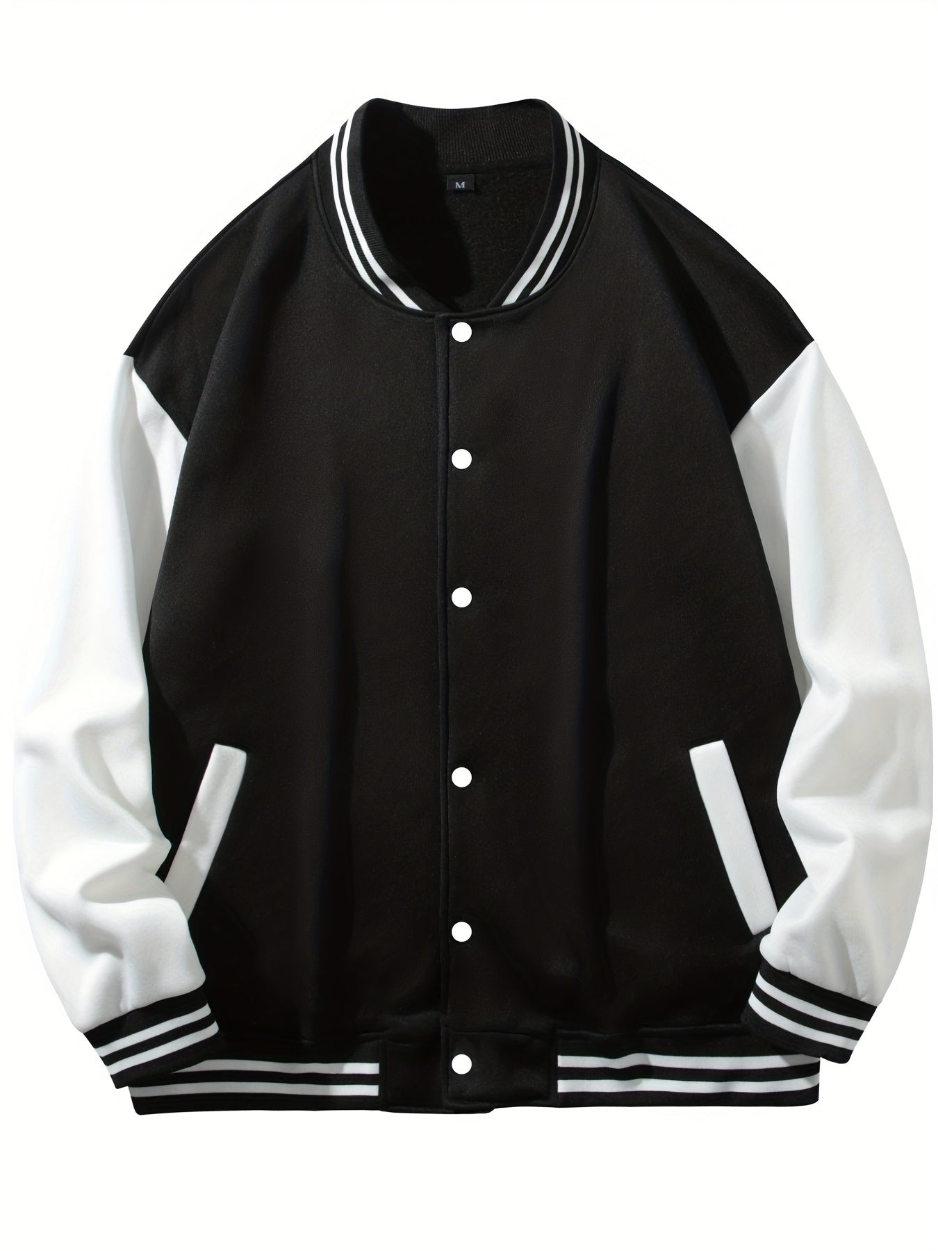 Men's Varsity Jacket Casual Block Button Up Jacket Spring Fall