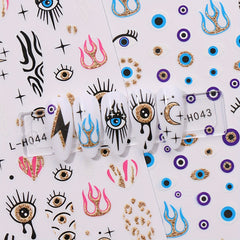 Heart Pattern Nail Stickers Glitter Evil Eye Decals Self Adhesive