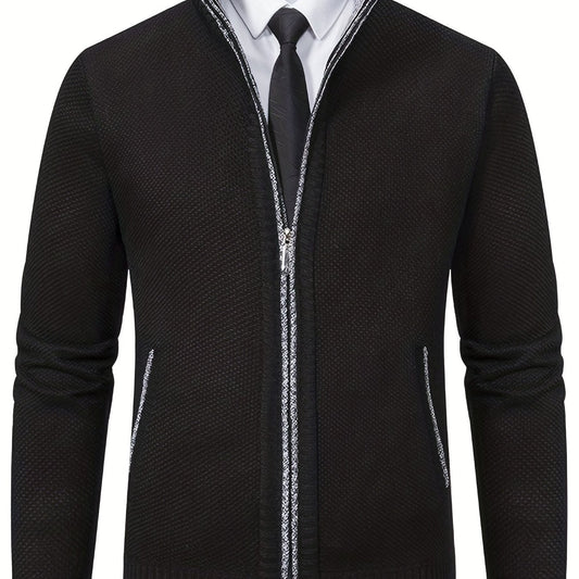 Men's Thermal Zip Up Jacket Stand up Collar Cardigan