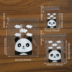 100pcs Panda Pattern Macaroon Bags Cartoon Bags Self Adhesive Cookie Bag