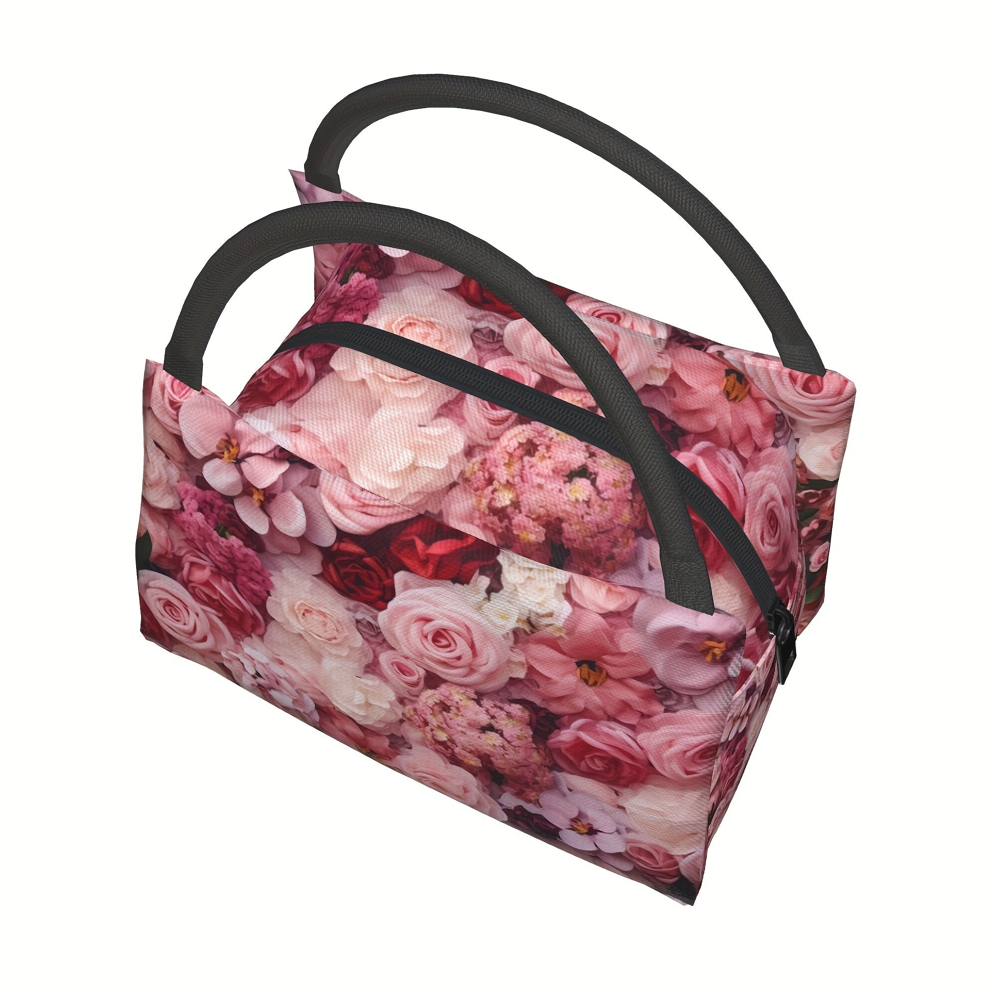 Rose Flower Insulated Lunch Bag for Camping Picnic Beach